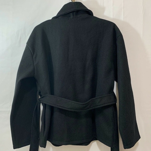 Boohoo Women NWT Wrap Wool Look Belted Coat in Black Size US 10 - Picture 3 of 3